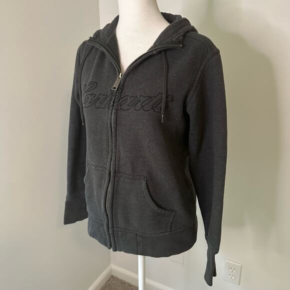 Carhartt dark charcoal gray zip-up hoodie sweatshirt size XS - Picture 3 of 11